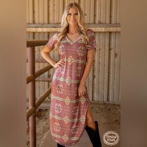 Sterling Kreek Red River Geometric Maxi Dress